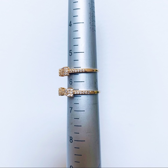 Gold Tone CZ Bow Thin Dainty Ring New - Picture 6 of 7